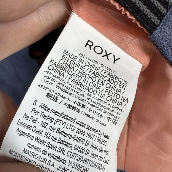 Roxy Jacket Womens Medium Blue Pink Patterned DryFlight 10K Snow Ski Coat Hooded - Picture 13 of 16